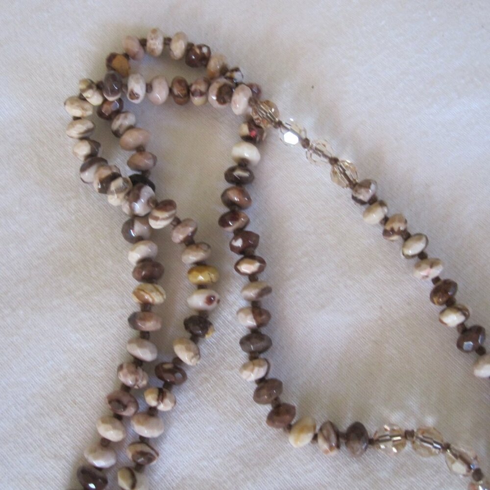 Vintage Chan Luu 36" Cut Agate Stone / Sterling Silver Necklace - 45 grams - Picture 5 of 6